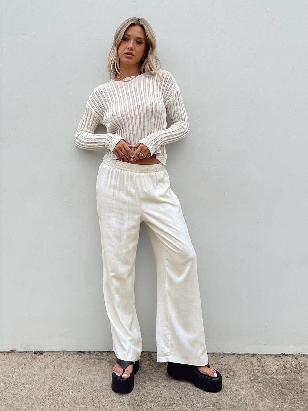 Princess Polly Off White Louis Linen Pants - Picture 8 of 9